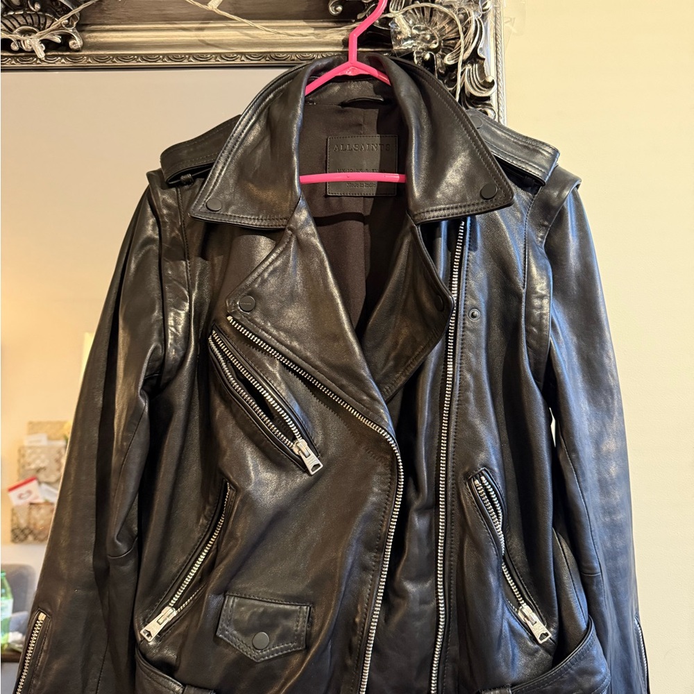 All Saints Black Leather Moto Jacket